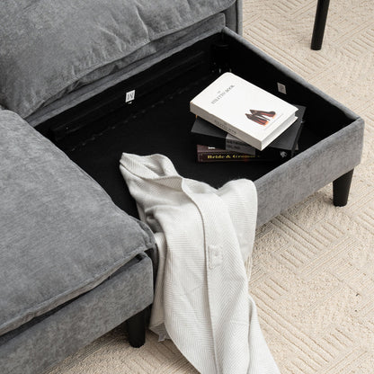 Convertible Combination Sofa, Sofa U Shaped, Sofa With Footstools With Storage - Gray Sofa For Living Room, Living Room 2 Seater Combination Sofa Gray - Gray