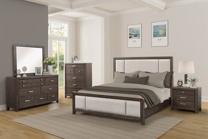 King Upholstered Headboard & Footboard With Traditional Styling - Beige