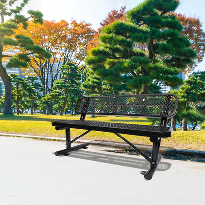 Outdoor Steel Bench With Backrest - Black