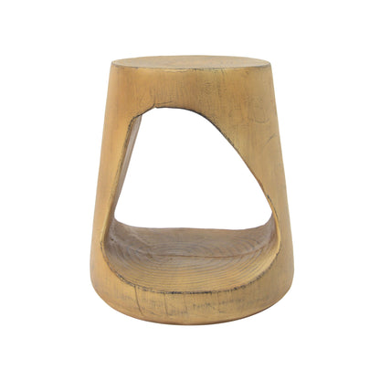 Mgo Hollow Side Table With Wood - Like Texture - Natural