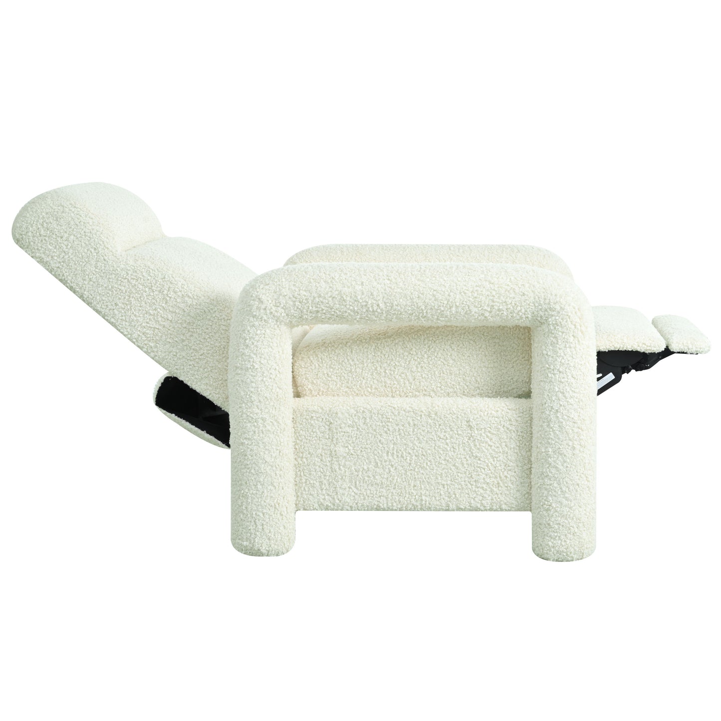 Push Back Recliner Armchair Upholstered Single Sofa With Adjustable Backrest For Living Room - Beige