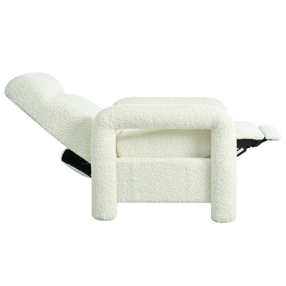 Push Back Recliner Armchair Upholstered Single Sofa With Adjustable Backrest For Living Room - Beige