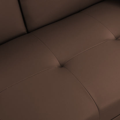 Futon Sofa Bed With Armrest Two Holders Wood Frame, Stainless Leg - Brown