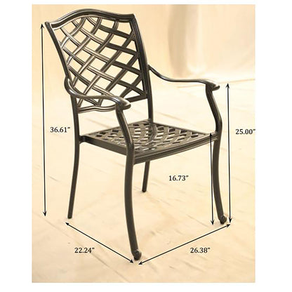 Outdoor Patio Aluminum Dining Arm Chair With Cushion (Set of 2) - Cast Slate
