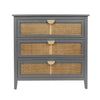 3 Drawer Cabinet Natural Rattan Suitable For Bedroom - Gray