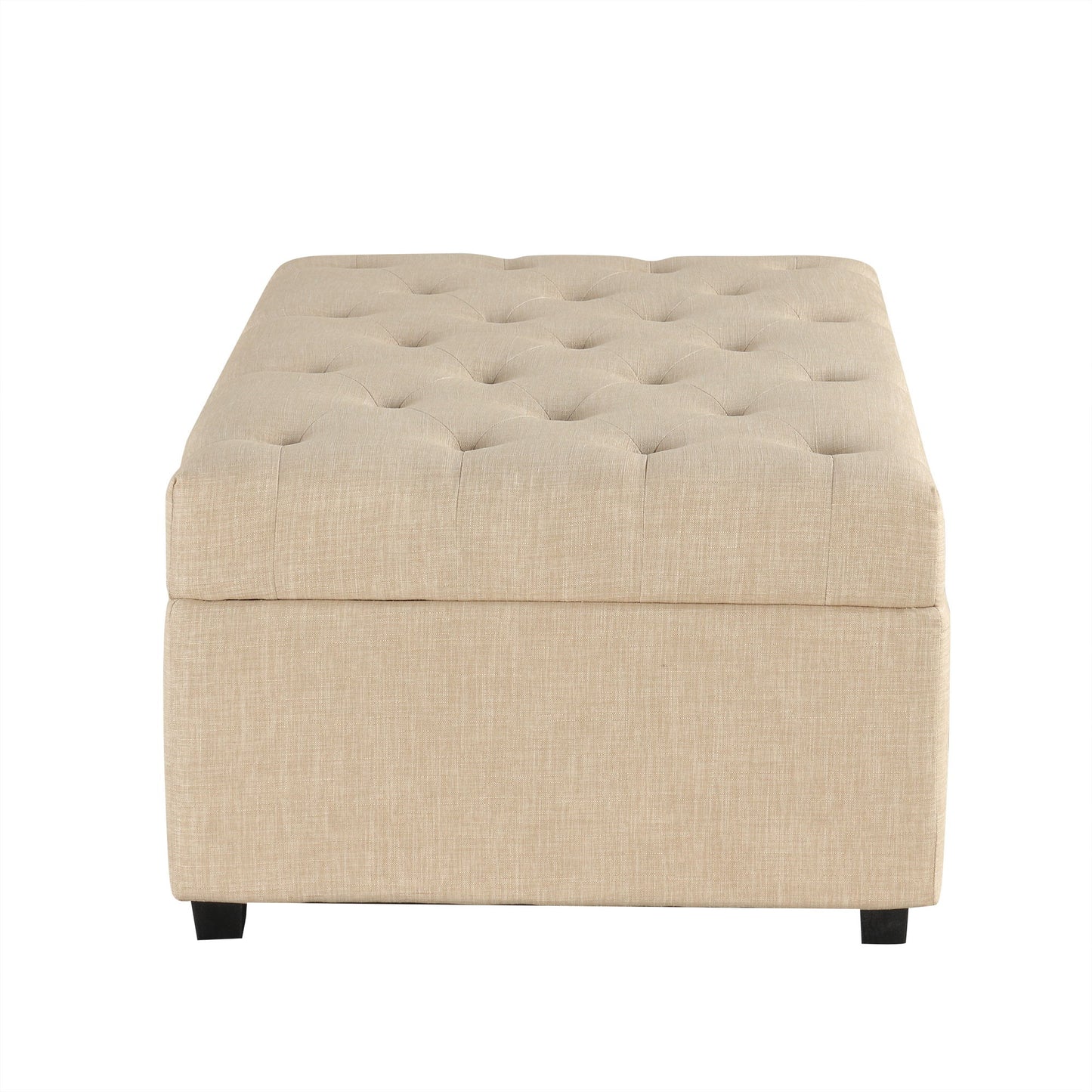 Convertible Folding Sofa Bed Ottoman With Memory Mattress And Tufted Design - Beige