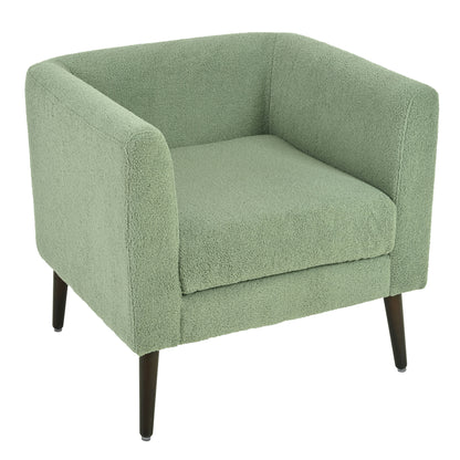 Modern Accent Chair, Upholstered Armchair For Living Room, Mid Century Fabric Lounge Chair With Pillow, Comfortable Reading Chair With Wood Legs For Living Room, Reception Room - Light Green