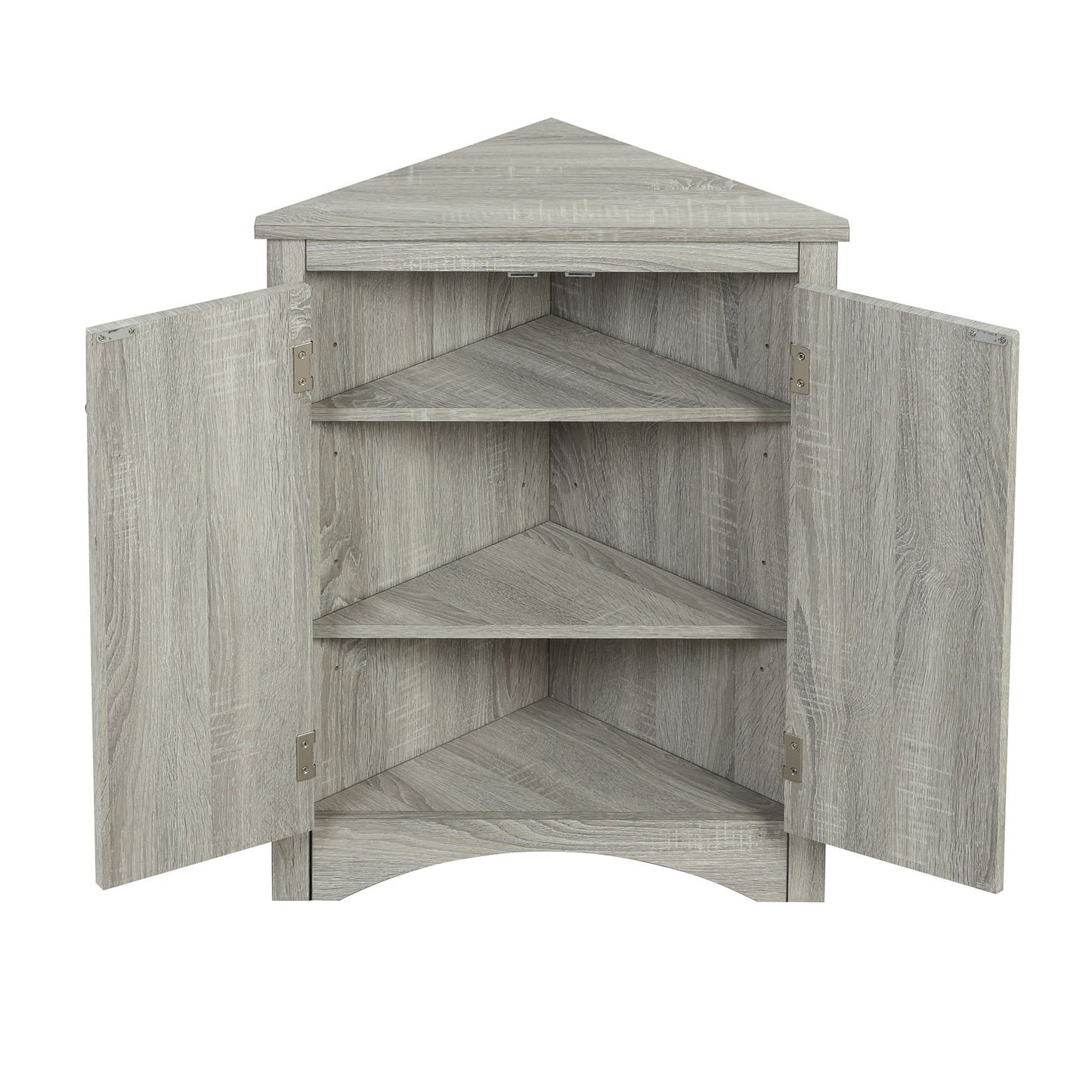 Triangle Bathroom Storage Cabinet With Adjustable Shelves, Freestanding Floor Cabinet For Home Kitchen - Oak