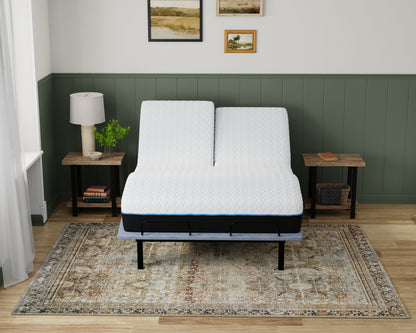 Copper Lux - 12" Split Top King Soft Memory Foam Mattress With Phase Change Cooling Fabric - White / Gray