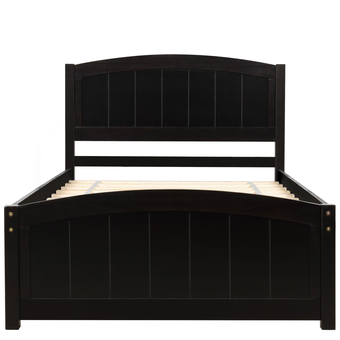 Twin Platform Bed With Headboard, Footboard And Slat Support - Espresso