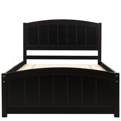 Twin Platform Bed With Headboard, Footboard And Slat Support - Espresso