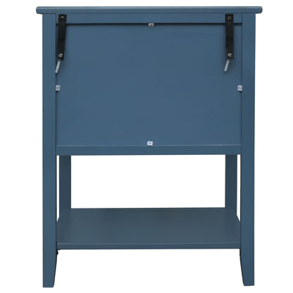 2 Drawer Side Table, American Style, End Table, Suitable For Bedroom - Blue