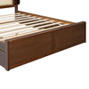 Queen Size Headboard Bed With 2 Drawers And Trundle Walnut