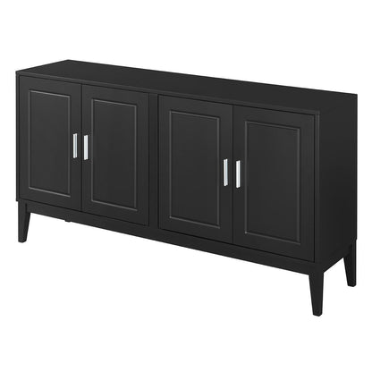 4 Door Sideboard Storage Cabinet With Door Shelf For Living Room And Dining Room, 2 Large Cabinets With Adjustable Shelf - Black
