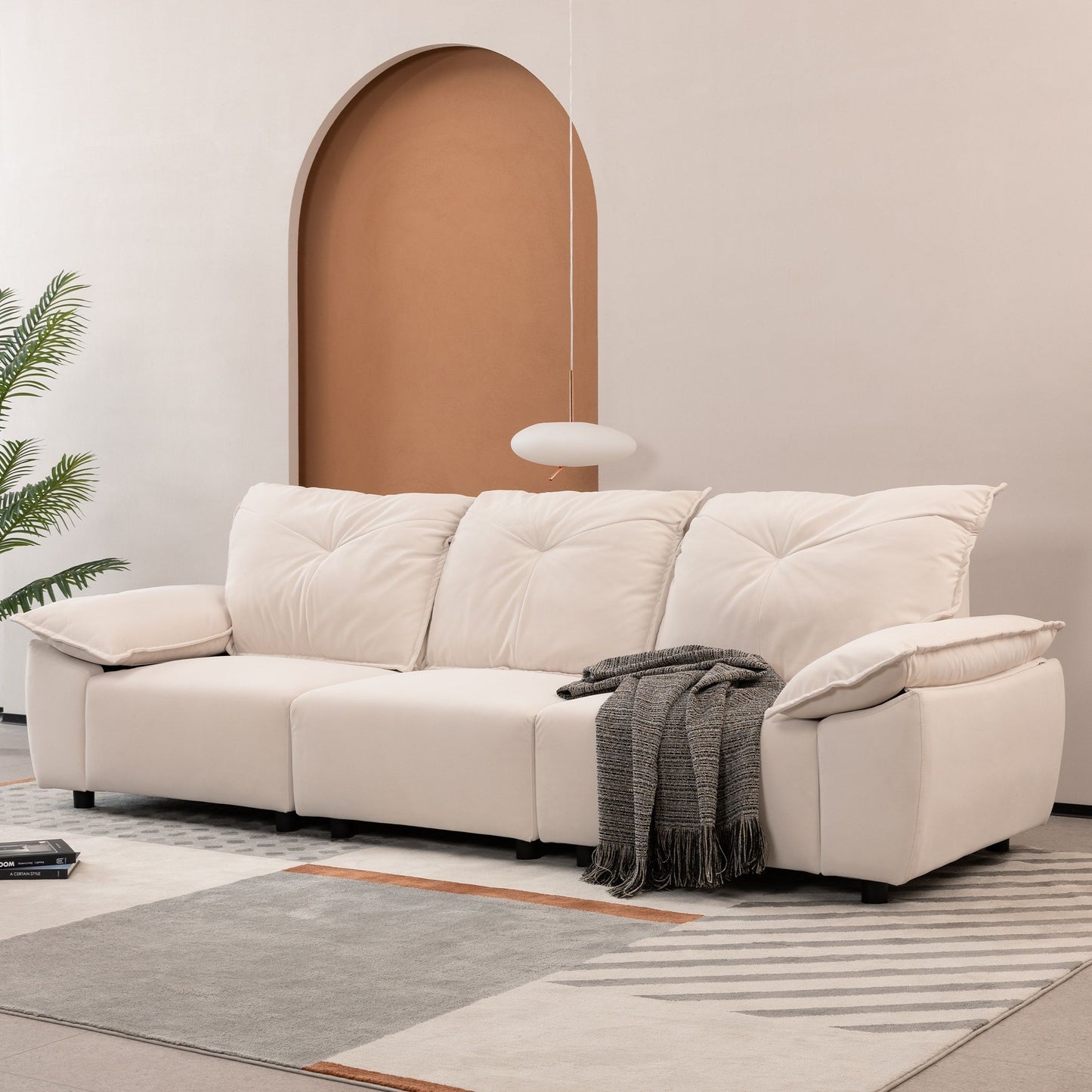 Modern Fabric Sofa With Removable Pillowcase And Backrest, Easy Care - Beige