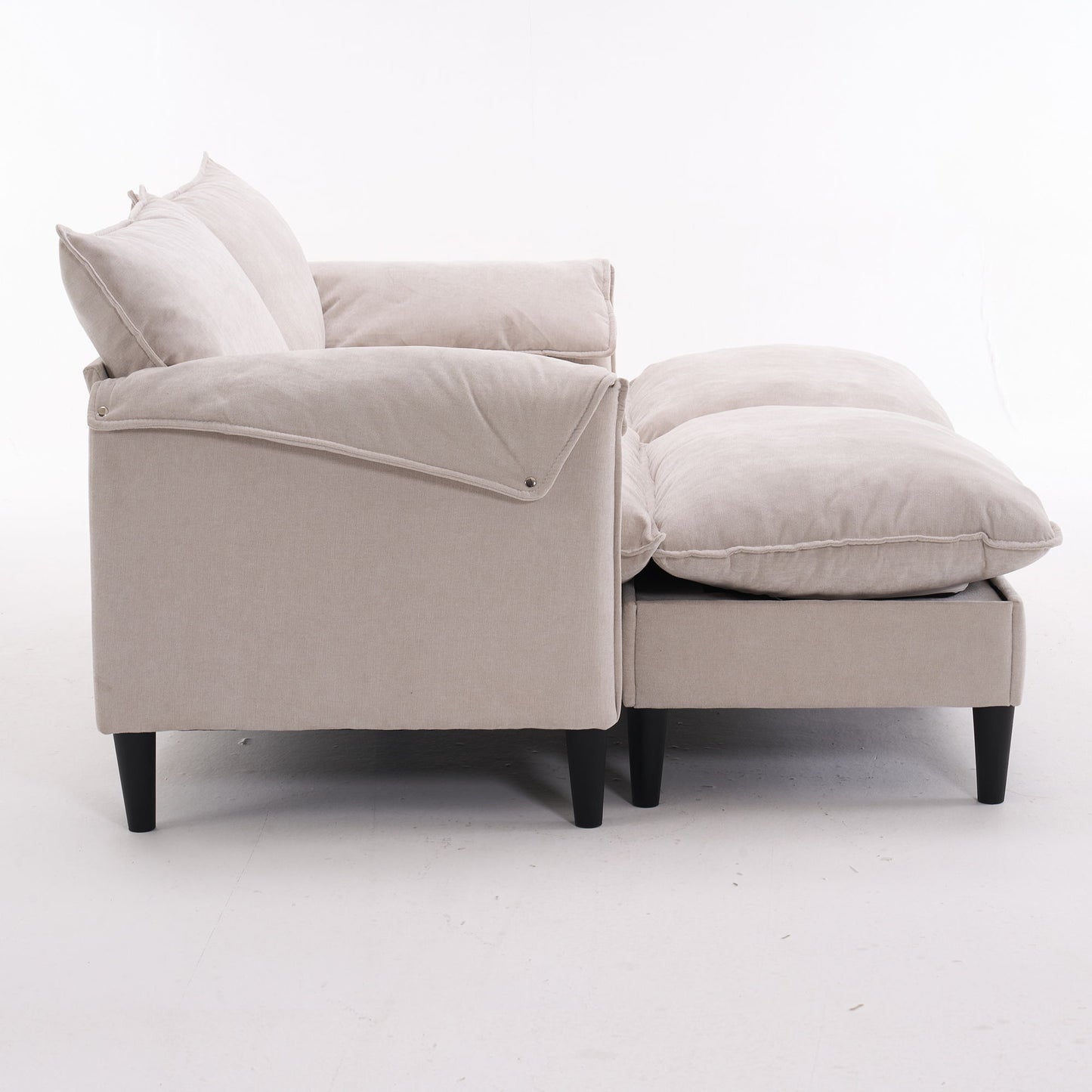 Convertible Combination Sofa, Sofa U Shaped, Sofa With Footstools With Storage Sofa For Living Room, Living Room 2 Seater Combination Sofa - Beige