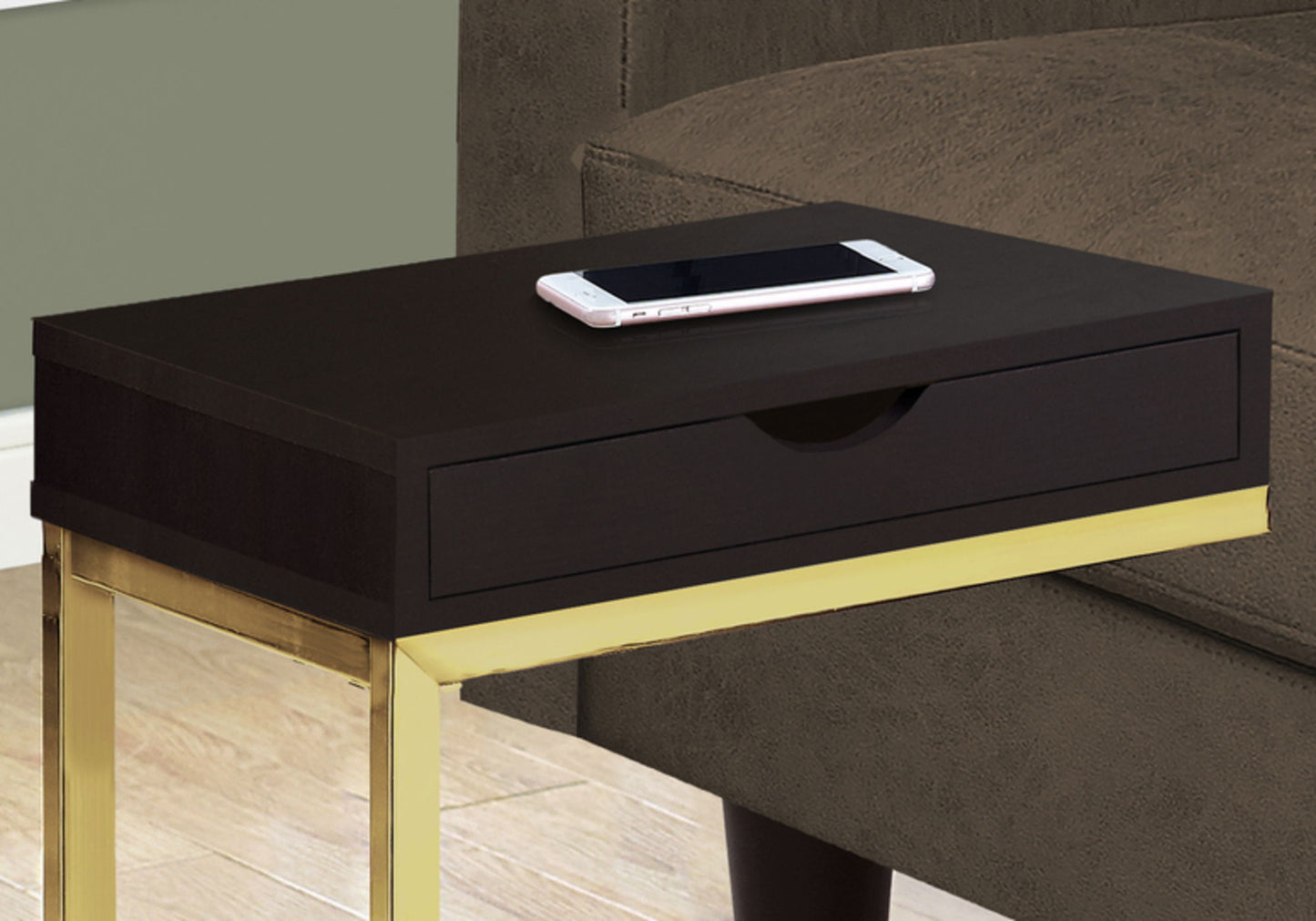 Accent Table, C - Shaped, Contemporary - Espresso