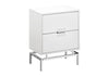 Accent Side Table, 2 Storage Drawer, Glossy Contemporary And Modern - White