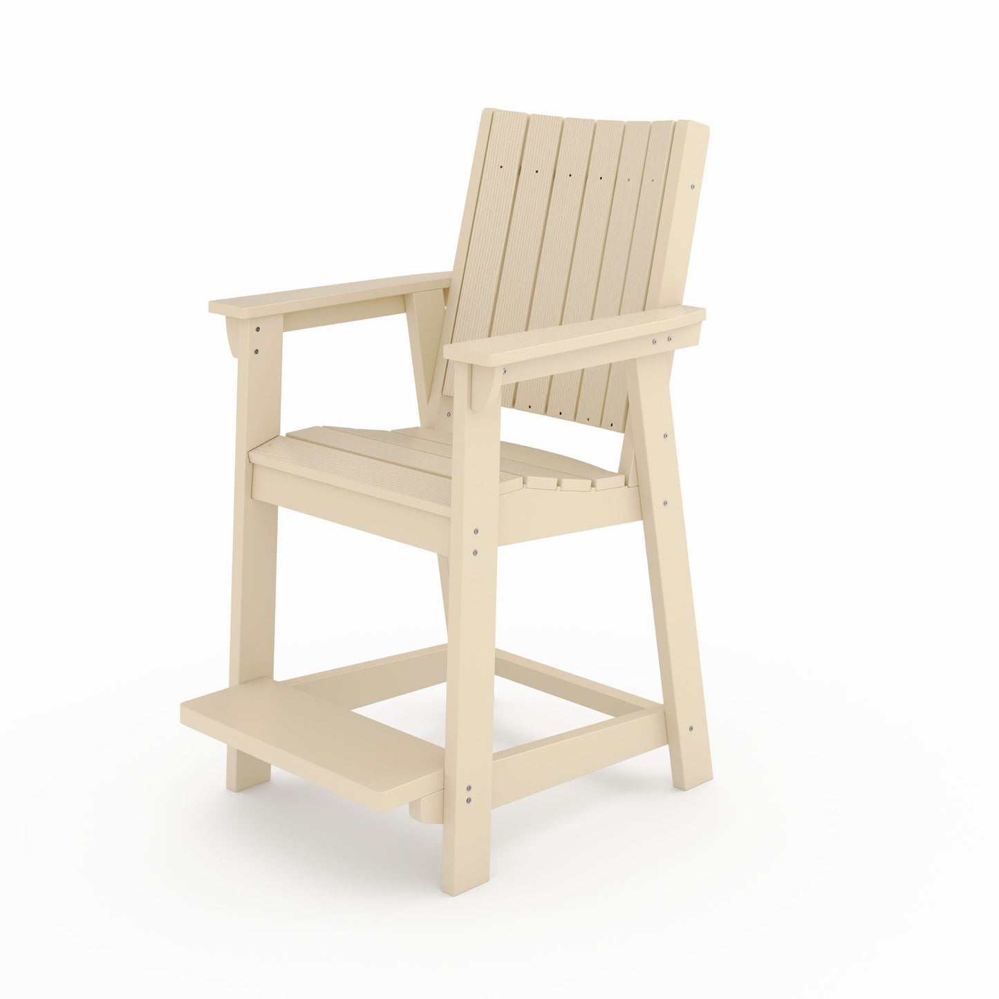 Modern Counter Chair Sleek HDPE Poly Lumber For Dining, Patio, And Garden Comfort - Beige