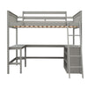 Full Size Loft Bed With Shelves With Desk - Gray