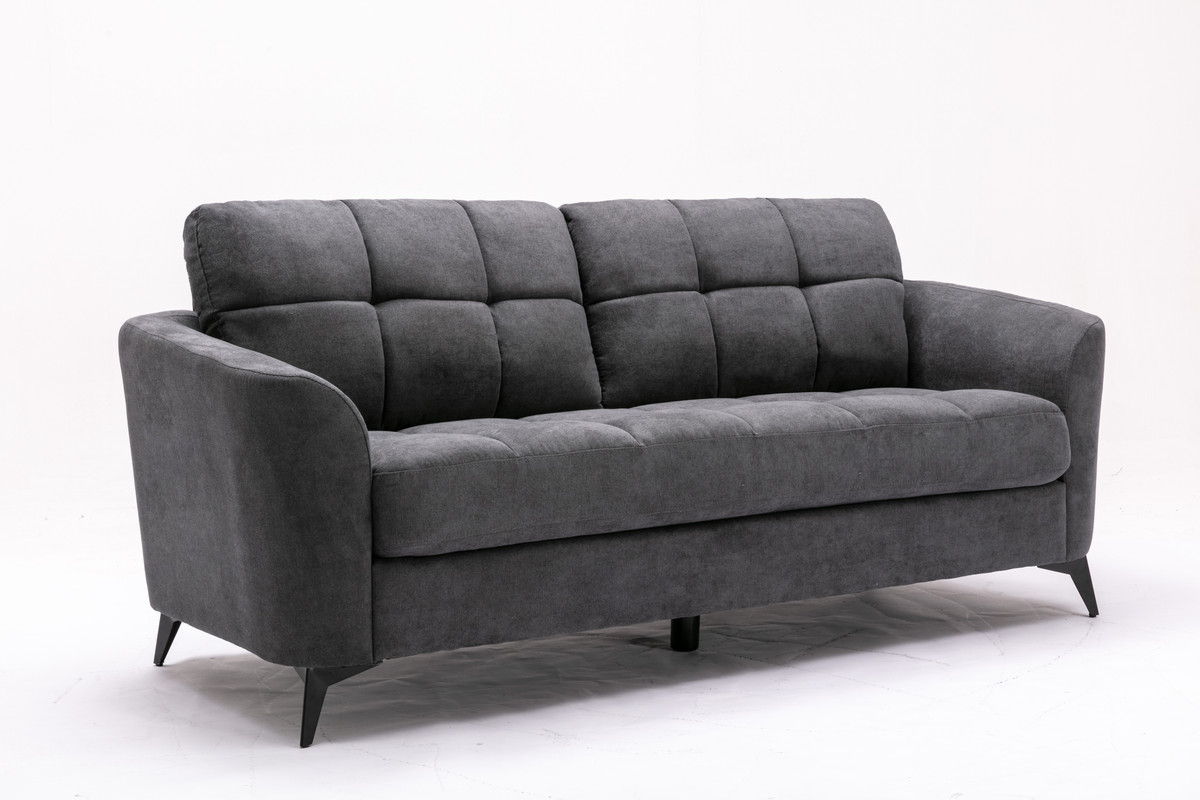 Callie - Woven Fabric Living Room Sofa, Loveseat (Set of 2) - Gray