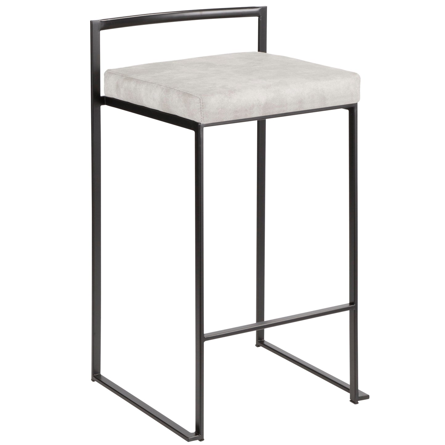 Fuji - Contemporary Stackable Counter Stool (Set of 2) - Black / Light Gray