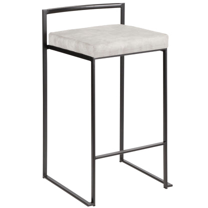 Fuji - Contemporary Stackable Counter Stool (Set of 2) - Black / Light Gray