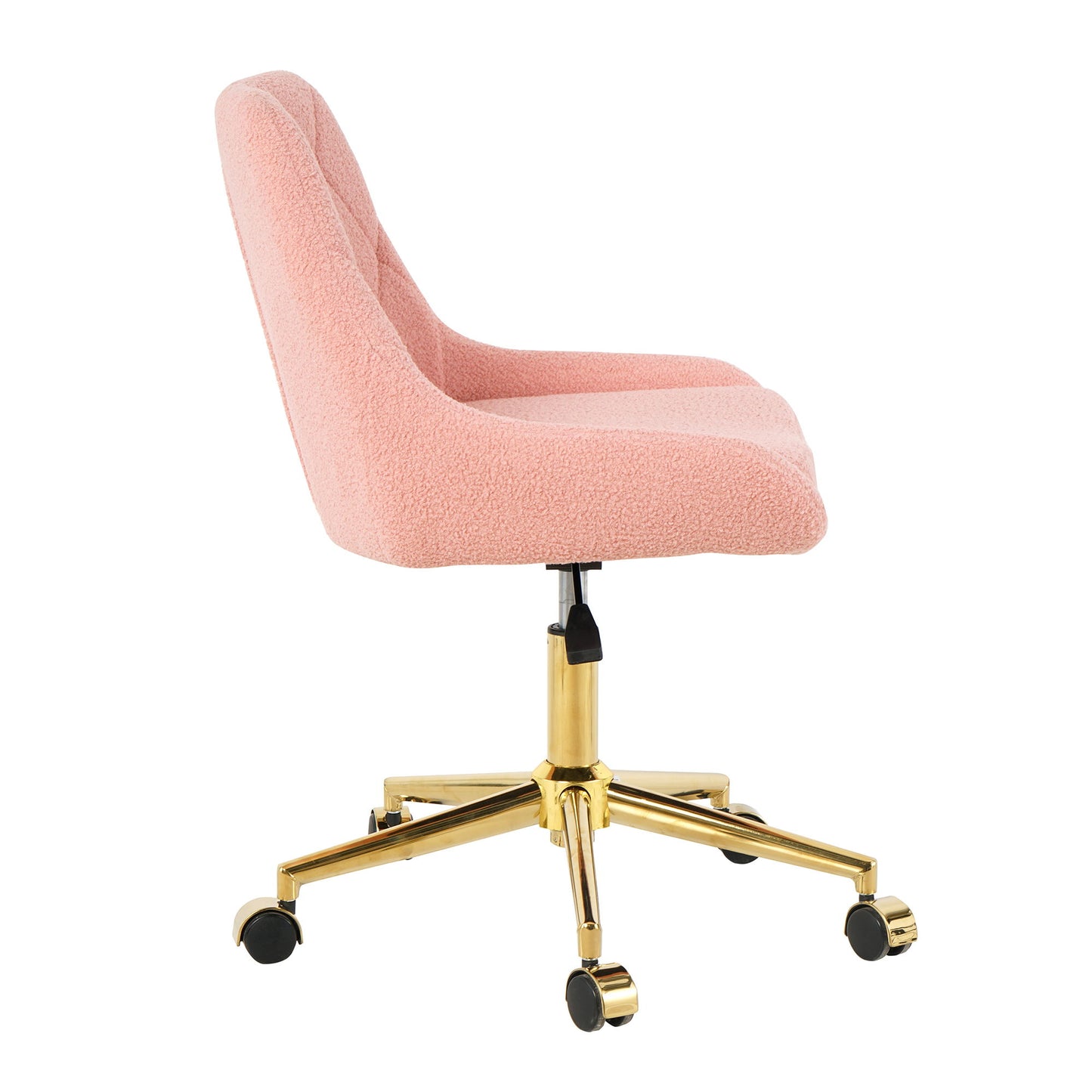 Modern Teddy Fleece Fabric Living Room Furniture Dining Chair With Gold Legs, Soft And Comfortable, Adjustable, Space Saving - Pink
