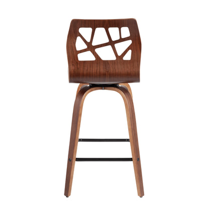 Folia - Mid-Century Modern Counter Stool (Set of 2) - Walnut / Cream