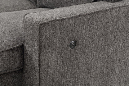 Estelle - Reversible Sleeper Sectional With Storage Chaise Drop-Down Table 2 Cup Holders And 2 USB Ports - Dark Gray