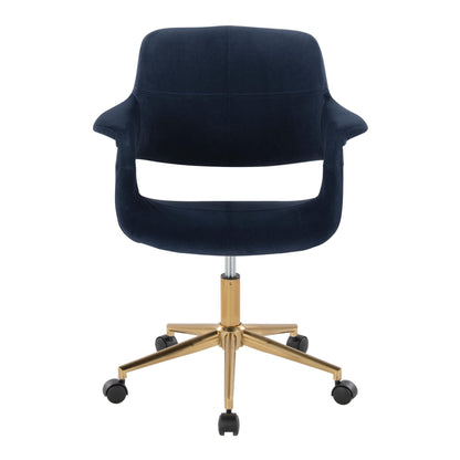 Vintage Flair - Mid-Century Modern Office Chair - Gold / Blue