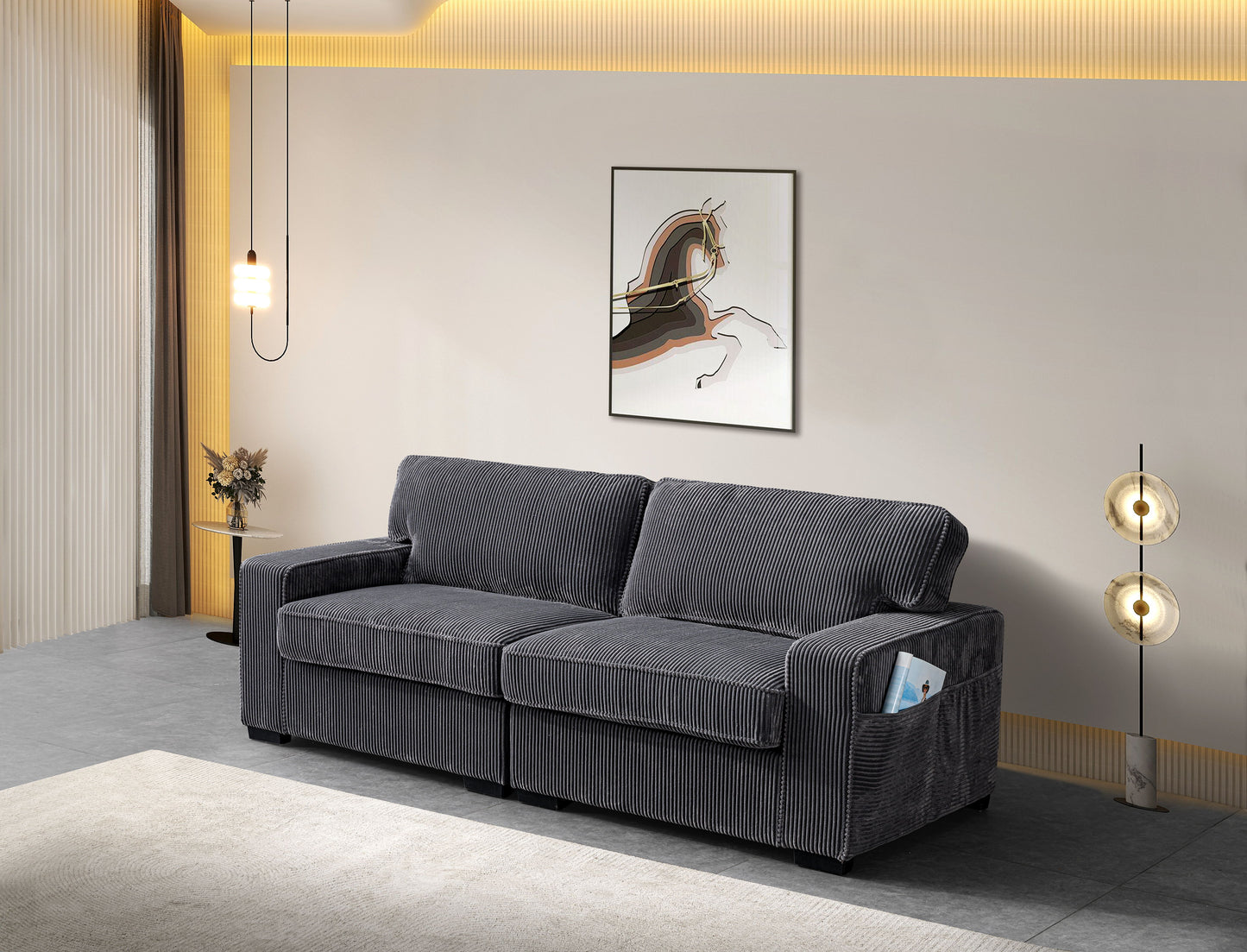 Stationary Loveseat - Gray