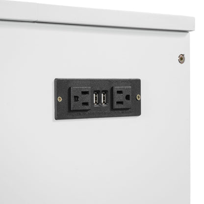 Queen Size Murphy Wall Bed With Drawer And A Set Of Sockets & USB Ports, Pulley Structure Design - White
