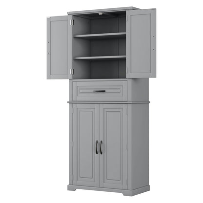 Bathroom Storage Cabinet With Multi Functional Storage Space, Material, Adjustable Shelf, Slide Rail Drawer - Gray