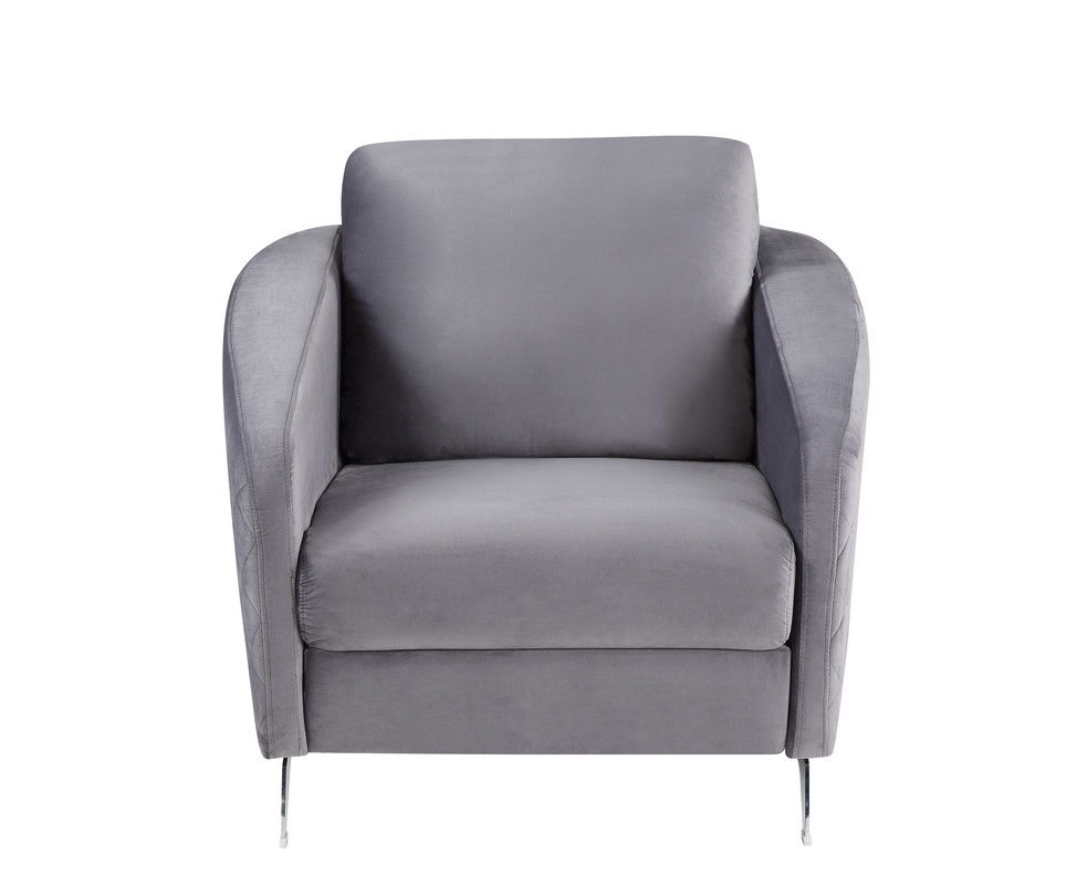 Sofia - Velvet Fabric Sofa, Loveseat, Chair Living Room (Set of 3) - Gray