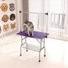 Folding Dog Pet Grooming Table Stainless Steel Frame Rubber Mat On Board With Adjustable Arm And Clamps Pet Dog, Cat Grooming Table - Purple