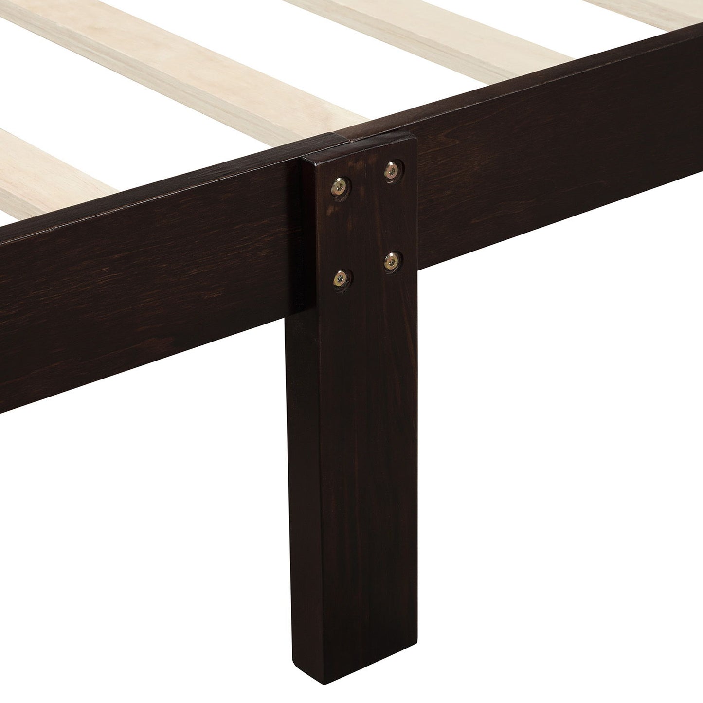 Twin Platform Bed Frame Mattress Foundation Sleigh Bed With Headboard, Footboard, Slat Support - Espresso