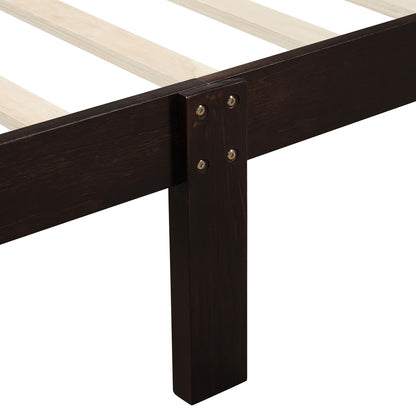 Twin Platform Bed Frame Mattress Foundation Sleigh Bed With Headboard, Footboard, Slat Support - Espresso