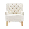 Vintage Style Club Chair, Granular Plush Fabric, Rubber Wood Legs - Almond