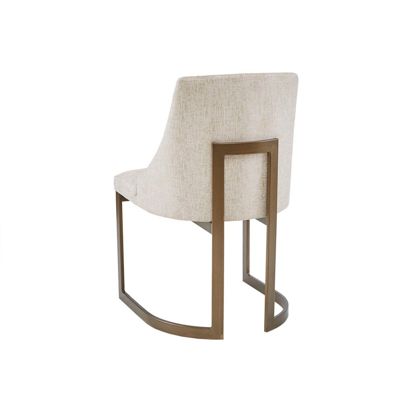Contemporary Modern Accent Dining Chairs With Antique Gold Metal Frame (Set of 2) - Cream