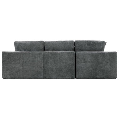 Cloud Sectional Sofa Upholstered Sofa Couch With Double-Layer Cushion And Side Pockets, Free Combined Sectional Sofa Full Compressed Sofa For Living Room - Gray