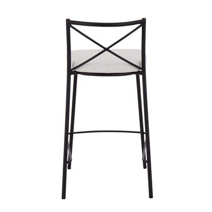 Modern Charlotte - Contemporary Fixed Height Counter Stool (Set of 2) - Black / White