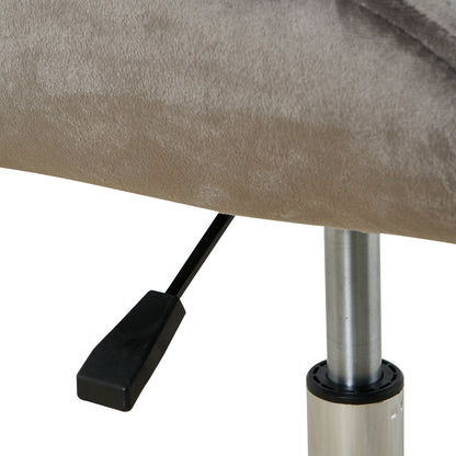 Modern Velvet Fabric Dining Chair With Chrome Legs, Soft And Comfortable, Lift Adjustment, Space Saving - Gray