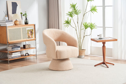 Swivel Accent Chair Armchair, Round Barrel Chair For Living Room Bedroom - Cream