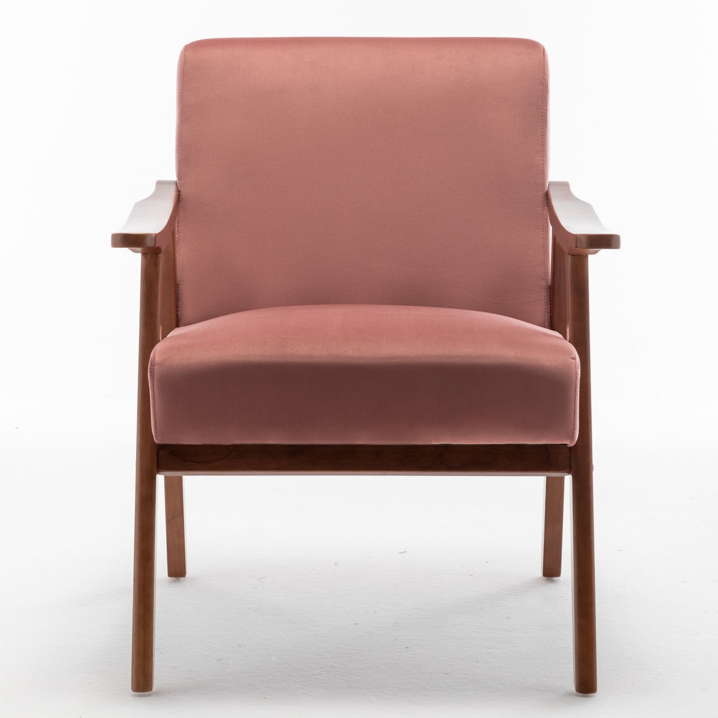 Mid Century Modern Wingback Accent Chair With Solid Wood Frame And Extra Thick Backrest - Lounge Chair For Living Room, Bedroom, Or Reading Room - Pink
