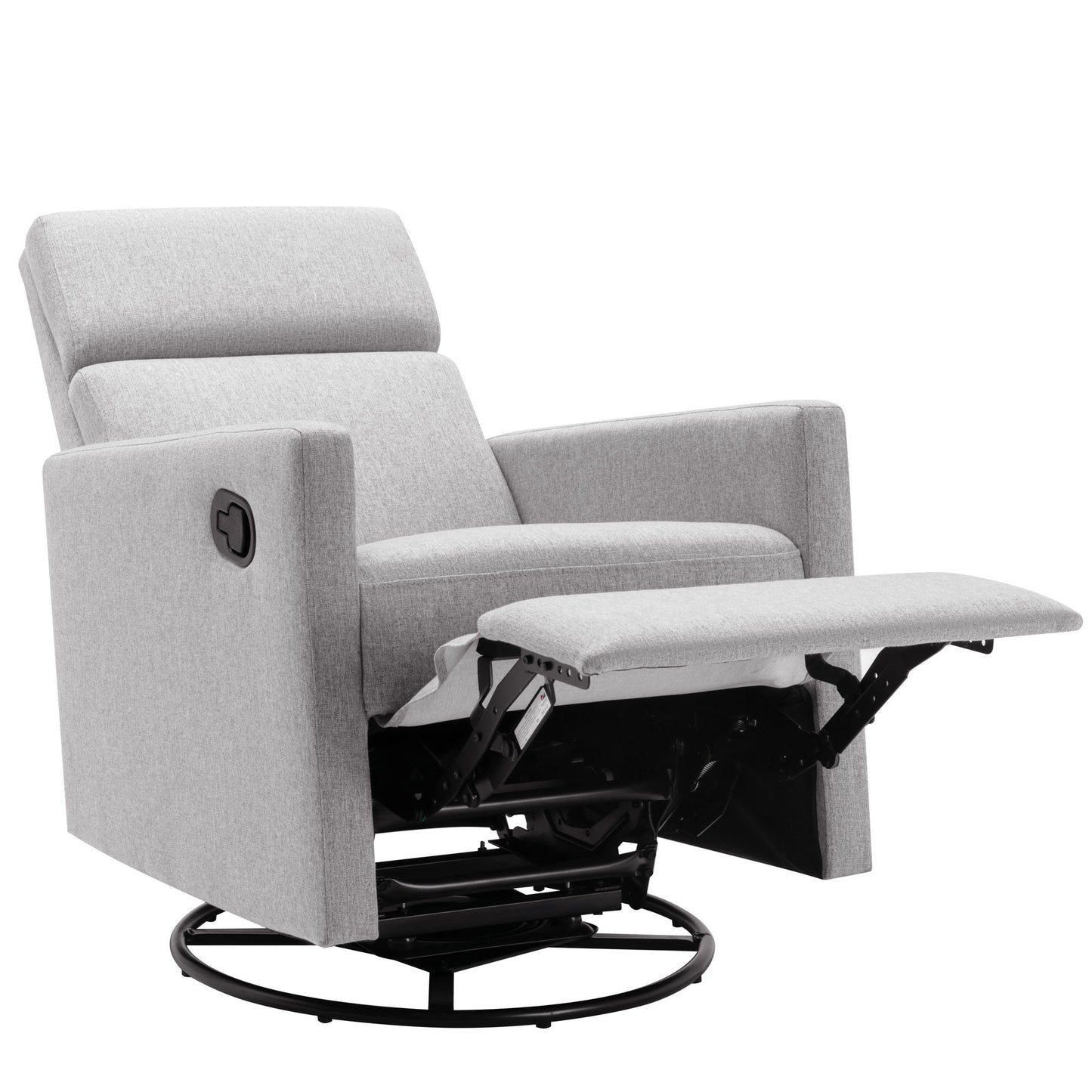 Modern Upholstered Rocker Nursery Chair Plush Seating Glider Swivel Recliner Chair - Gray