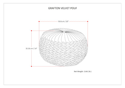 Grafton - Velvet Round Pouf - Maroon