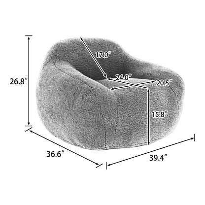 Giant Bean Bag Chair For Adults, Spacious Memory Foam Bean Bag Sofa With Armrests Teddy Fabric, Comfy Seating For Living Room Or Bedroom - Light Gray
