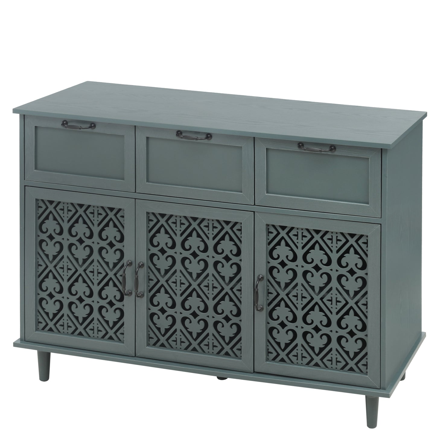 3 Door 3 Drawer Cabinet, American Furniture, Suitable For Bedroom, Living Room, Study - Dark Green
