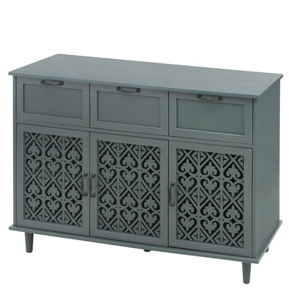 3 Door 3 Drawer Cabinet, American Furniture, Suitable For Bedroom, Living Room, Study - Dark Green